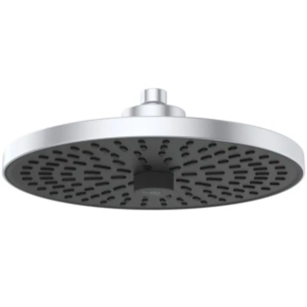 Kopfbrause aus Aluminium, rund mit Lochstruktur für Wasserstrahlverteilung, montiert mit einem zentralen Anschluss, geeignet für den Einsatz von Ideal Standard.